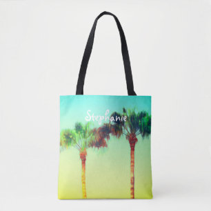 tropical custom personalised tote palm trees bag