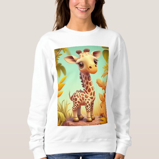 Tropical Cute Baby Giraffe Cartoon-37560 Sweatshirt (Front)