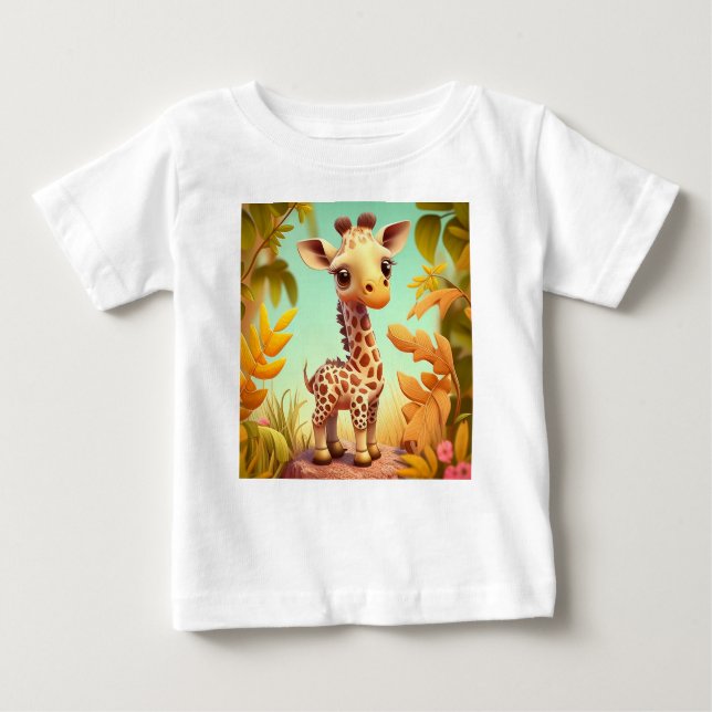 Tropical Cute Baby Giraffe Cartoon-37560 T-Shirt (Front)