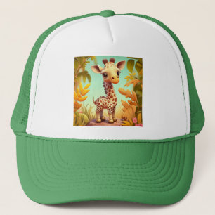 Tropical Cute Baby Giraffe Cartoon-37560 Trucker Hat
