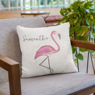 Tropical Cute Custom Pink Flamingo  Cushion