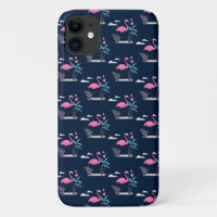 Tropical Cute funny flamingo watercolor pattern