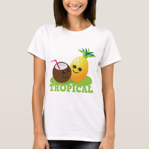 TROPICAL cute Kawaii Coconut and pineapple T-Shirt