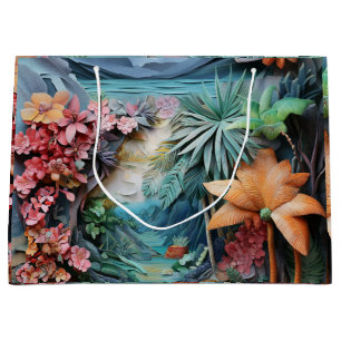 Tropical £d style collage large gift bag