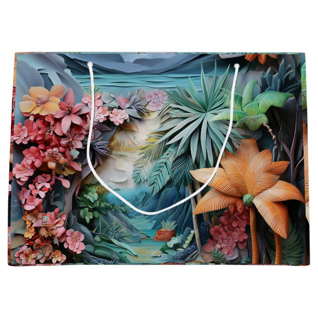 Tropical £d style collage large gift bag (Front)