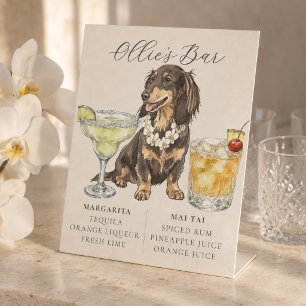 Tropical Dachshund Hawaiian Wedding Bar Sign