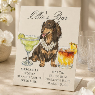 Tropical Dachshund Hawaiian Wedding Bar Sign