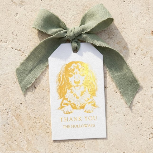 Tropical Dachshund Wedding Favour Gift Tags (Tropical Dachshund Wedding Favor Foil Gift Tags)
