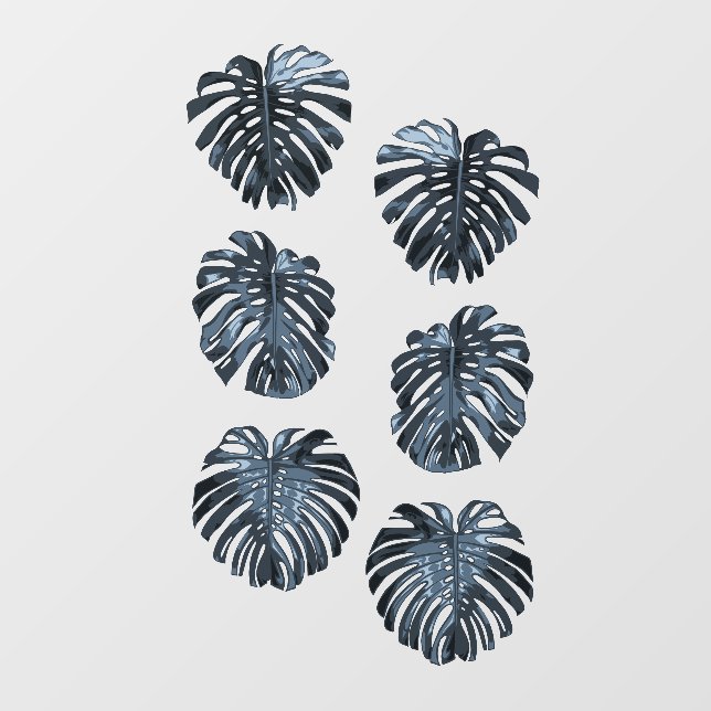 Tropical Dark Blue Set of 6 Jungle Leaves (Sheet)