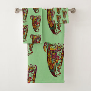 tropical dark feather bath towel set