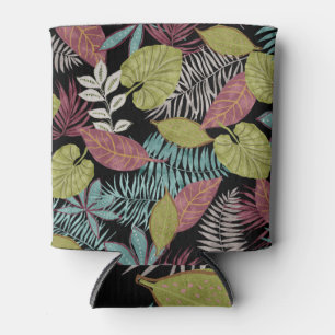 Tropical Dark Leaves: Textile Pattern Design Can Cooler
