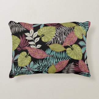 Tropical Dark Leaves: Textile Pattern Design Decorative Cushion
