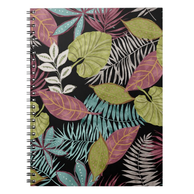 Tropical Dark Leaves: Textile Pattern Design Notebook (Front)