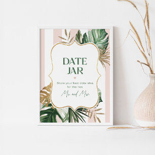 Tropical date night ideas. Pink stripe Date jar  Poster