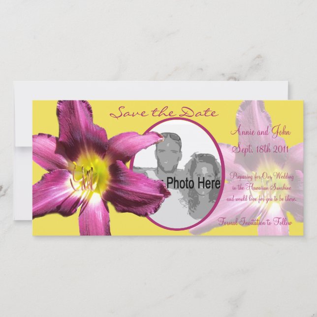 Tropical Daylily Save the Date (Front)