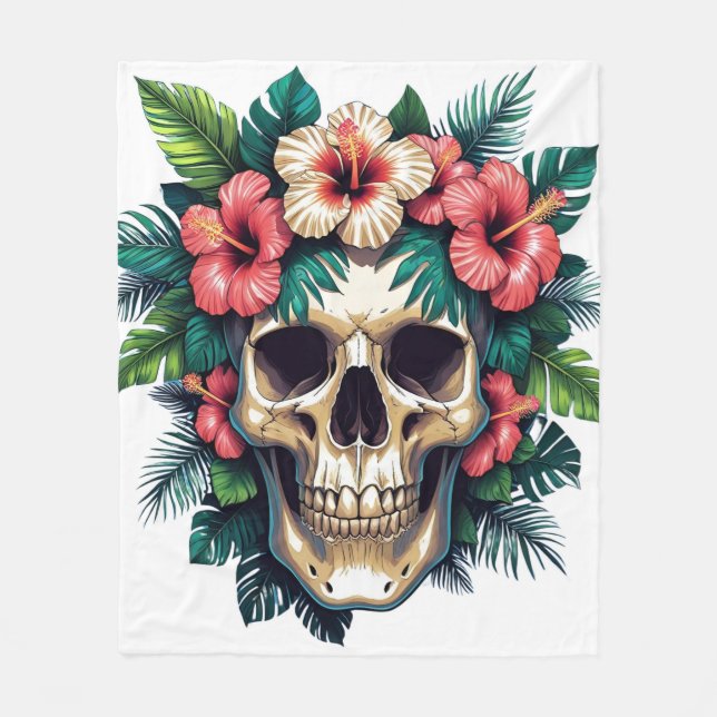 Tropical Decay: Bloom & Bone Fleece Blanket (Front)