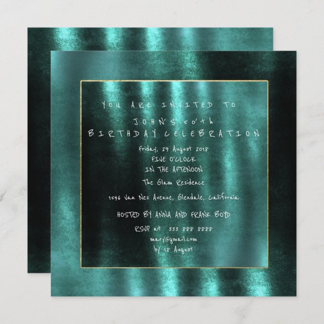 Tropical Deep Emerald Green Velvet Party Invitation (Front/Back)
