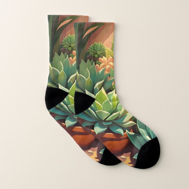Tropical Desert Succulent Garden Socks (Pair)