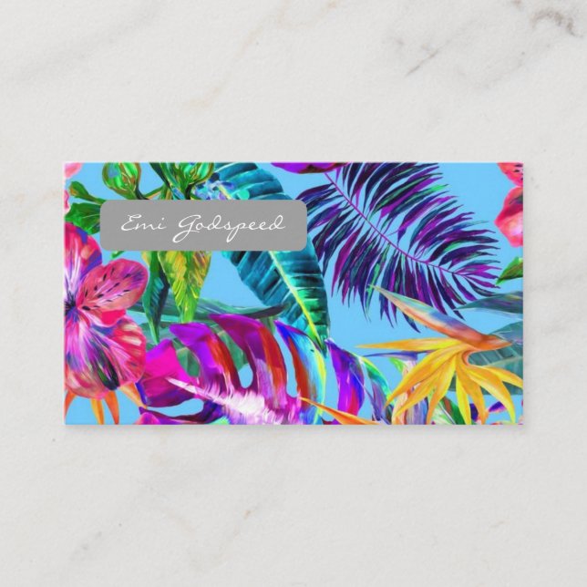Tropical Design Cool Blue Card (Front)