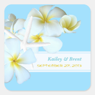 Tropical Design Personalised Square Favour Sticker