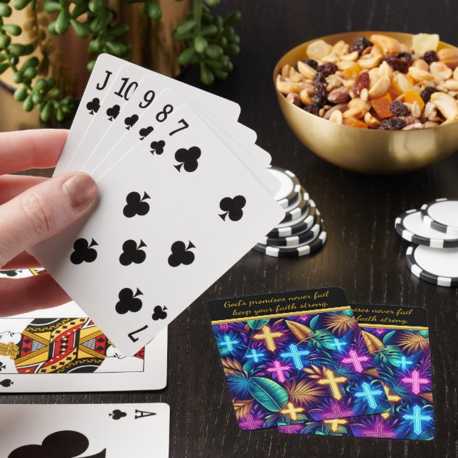 Tropical Design With Glowing Crosses Playing Cards (In Situ)
