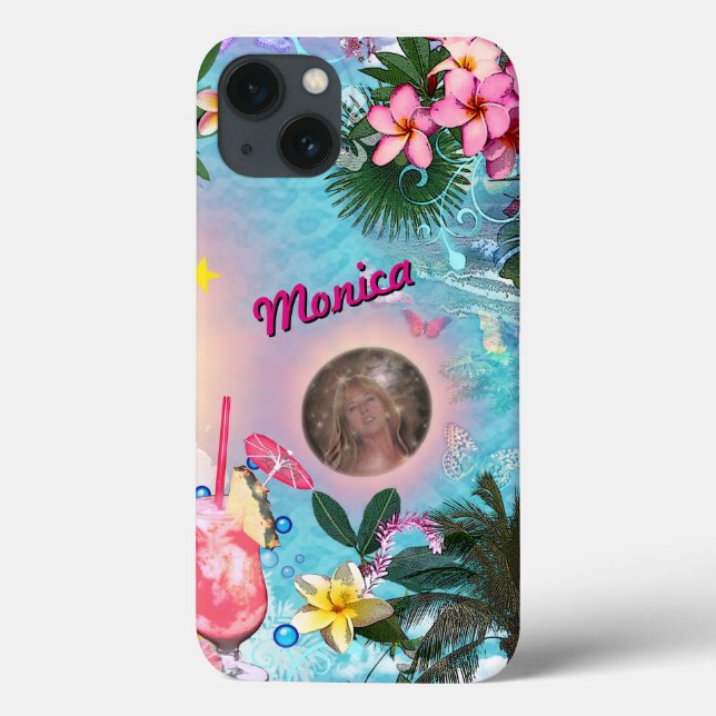 Tropical Design with your Name & Photo Case-Mate i iPhone Case (Back)