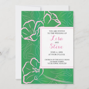 Tropical Destination Beach Wedding Floral Invitation