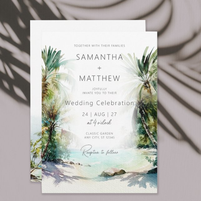 Tropical Destination Beach Wedding Invitation (Creator Uploaded)