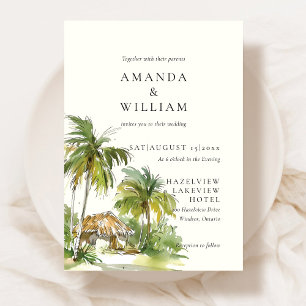 Tropical Destination Elegant Wedding Invitation