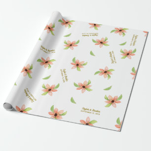 Tropical Destination Floral Personalised Wedding Wrapping Paper