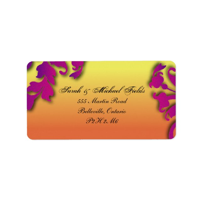 Tropical Destination Floral Wedding Address Labels (Front)