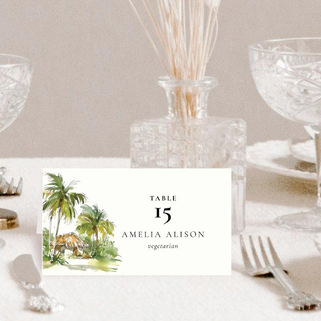 Tropical Destination Folded Table Place Card (Creator Uploaded)