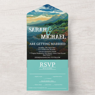 Tropical Destination RSVP All-In-One wedding All In One Invitation