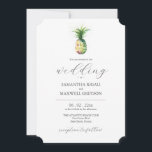 Tropical Destination Unique Wedding Invitation<br><div class="desc">This tropical destination wedding invitation features a minimalist design with watercolor pineapple. Use the template fields to customise the modern script typography with classic serif font in charcoal grey. The card reverses to a complimentary sage green colour. To shop the complete line including digital downloads and to see more unique...</div>