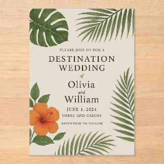 Tropical Destination Wedding Acrylic Invitations
