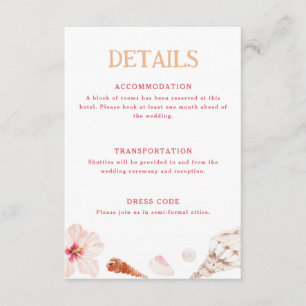Tropical Destination Wedding Details Enclosure Card