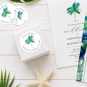 Tropical Destination Wedding Favor Stickers