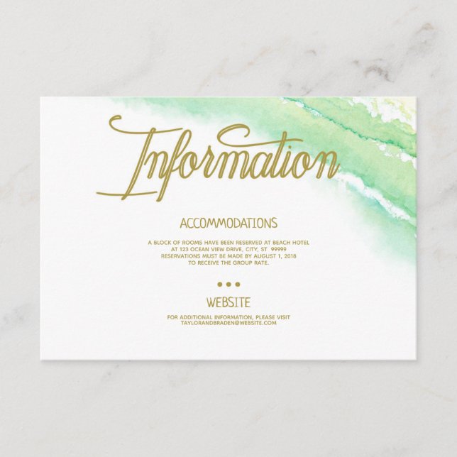 Tropical Destination Wedding Information Card (Front)
