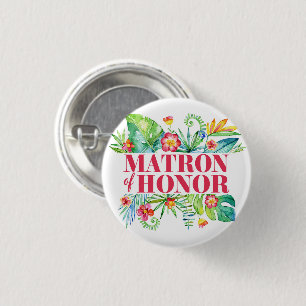 Tropical Destination Wedding Matron of honour 3 Cm Round Badge