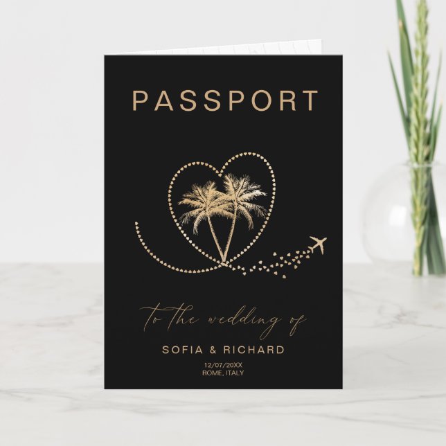 Tropical Destination Wedding  Passport QR Code Invitation (Front)