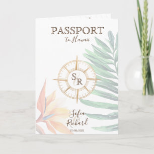 Tropical  Destination Wedding Passport QR Code Invitation