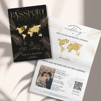 Tropical Destination Wedding Passport QR Code Invitation