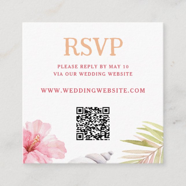 Tropical Destination Wedding QR Code  Enclosure Card (Front)