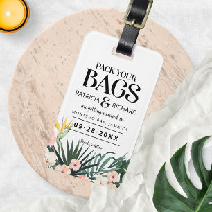 Tropical Destination Wedding Save the Date Luggage Tag