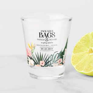 Tropical Destination Wedding Save The Date Shot Glass