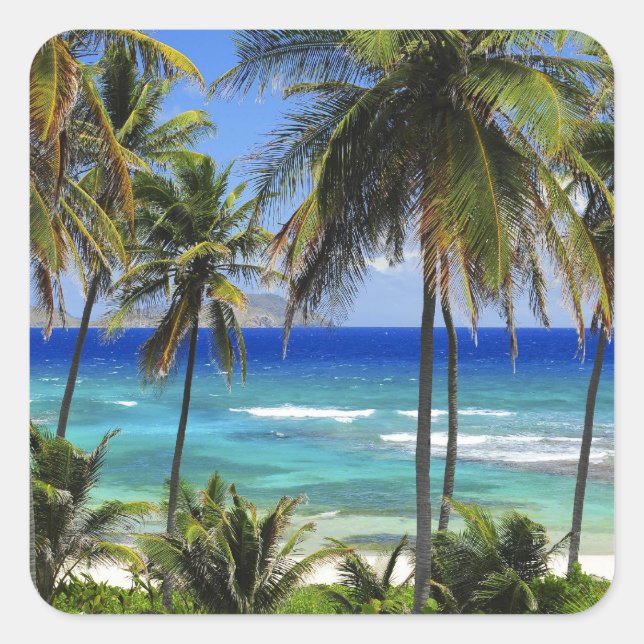 Tropical Destination Wedding Sticker Square (Front)