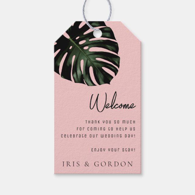 Tropical Destination Wedding Welcome Bag Tag (Front)