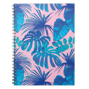 Tropical digital paper stripes stars notebook