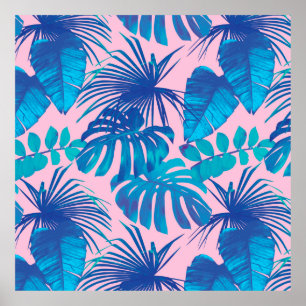 Tropical digital paper stripes stars poster