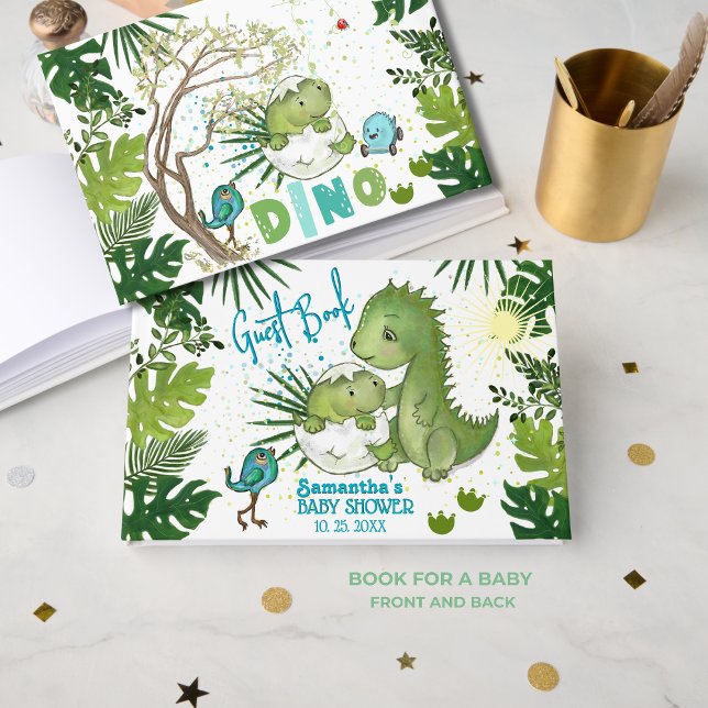  Tropical Dino Baby Shower Guest Book Story tale (Tropical Dino Baby Shower Guest Book Story tale)